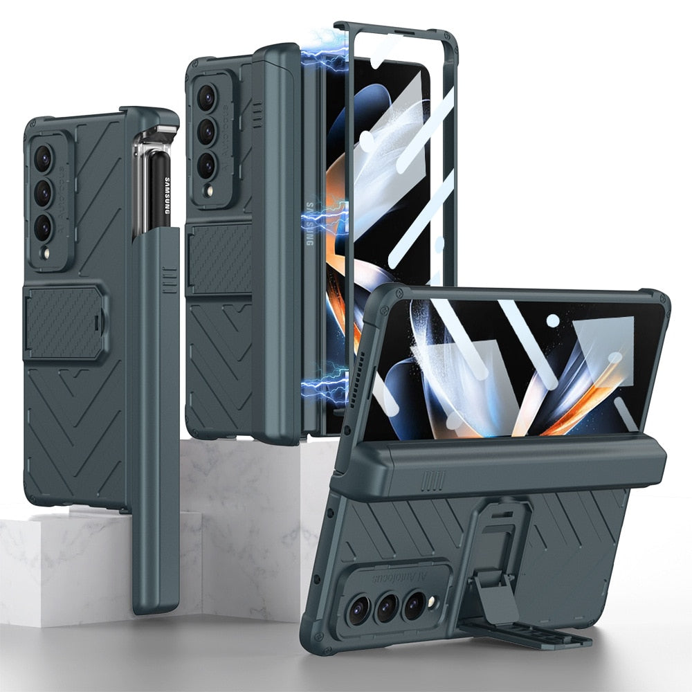 Galaxy Z Fold 4 Shockproof Armor Case Bracket Stand