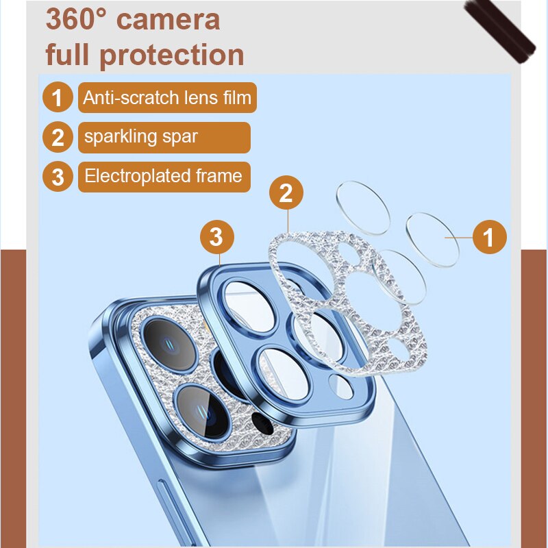iPhone Case Shockproof Clear Cover Lens Glitter