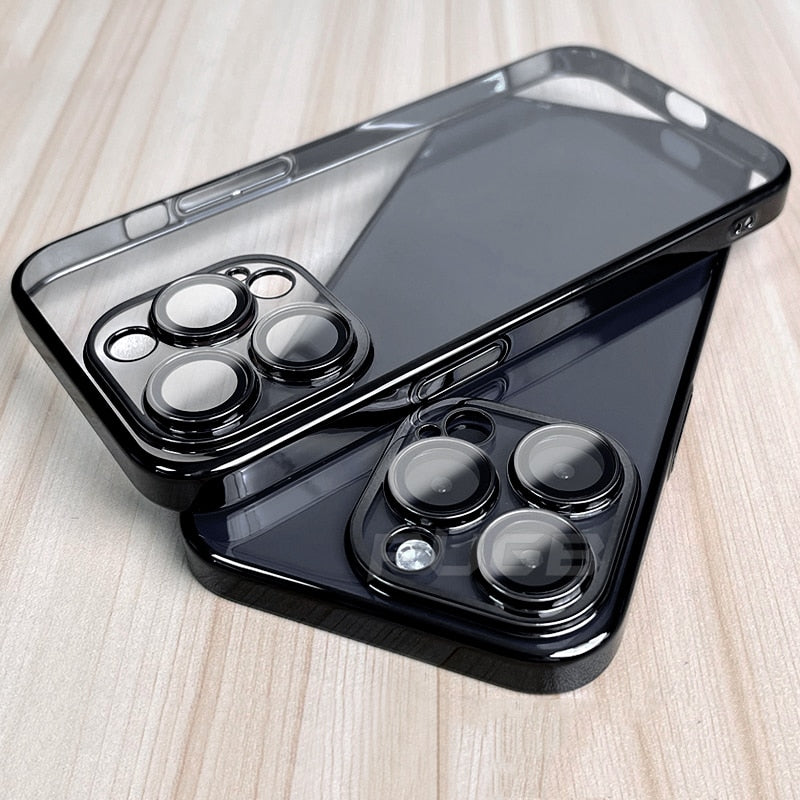Lens Protector Transparent Silicone Case For iPhone