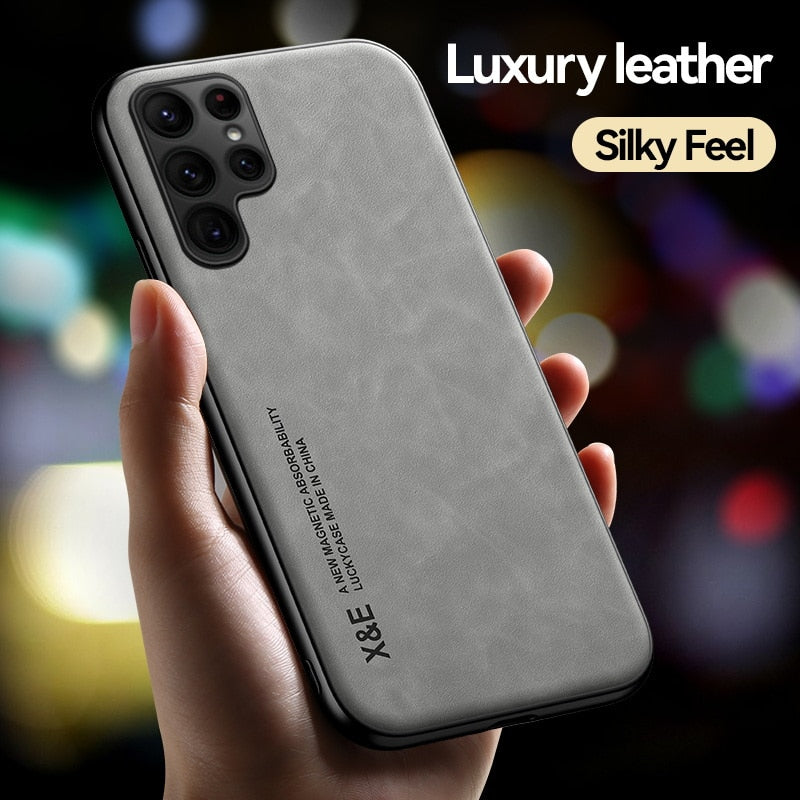 Galaxy Magnetic Sheepskin Leather Case