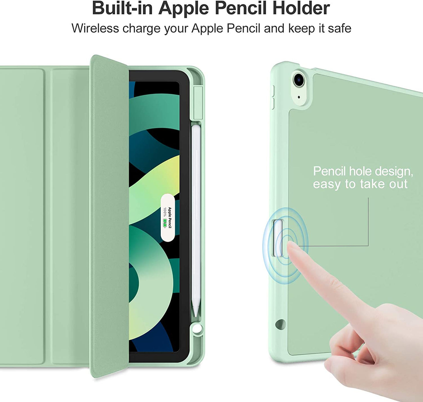 iPad Air 4 Case Silicone Cover with Pencil Holder