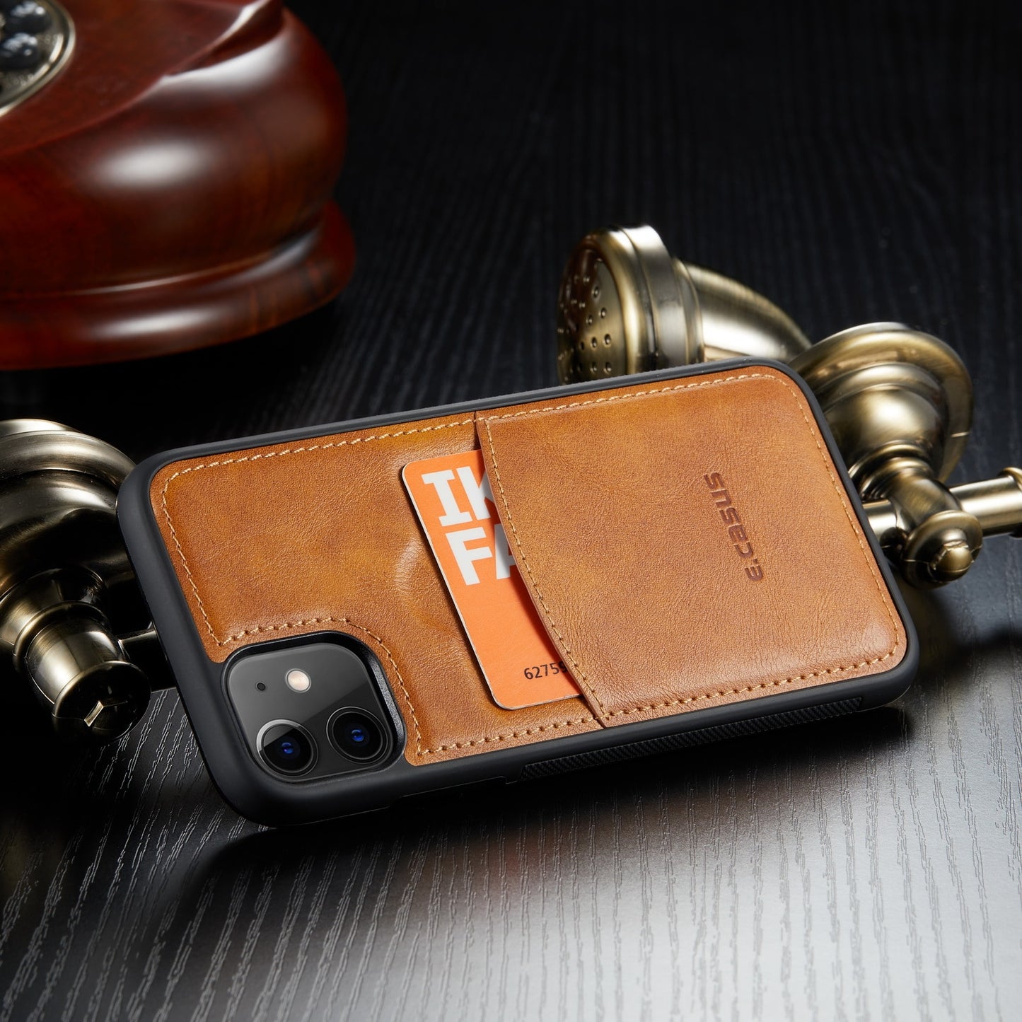 Leather Card Holder Wallet Back Case For iPhone
