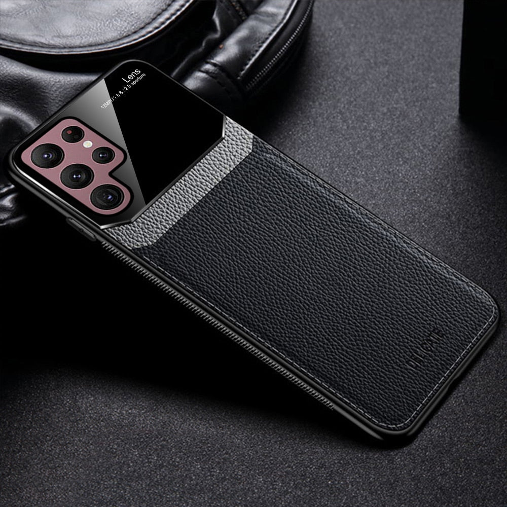 Leather Mirror Glass Phone Cover For Galaxy