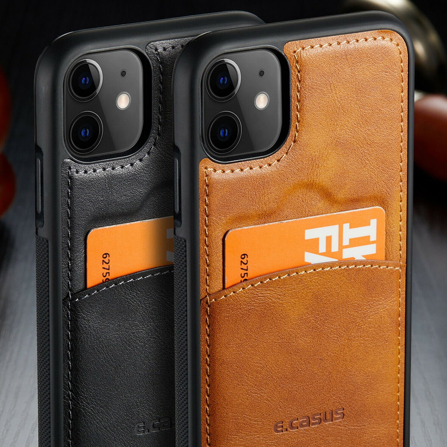 Leather Card Holder Wallet Back Case For iPhone