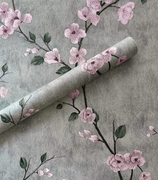 Floral Wallpaper Grey Peel and Stick