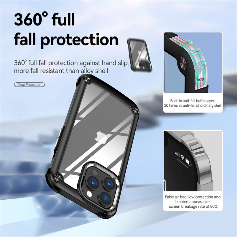 3 in 1 Armor Shockproof Clear iPhone Case