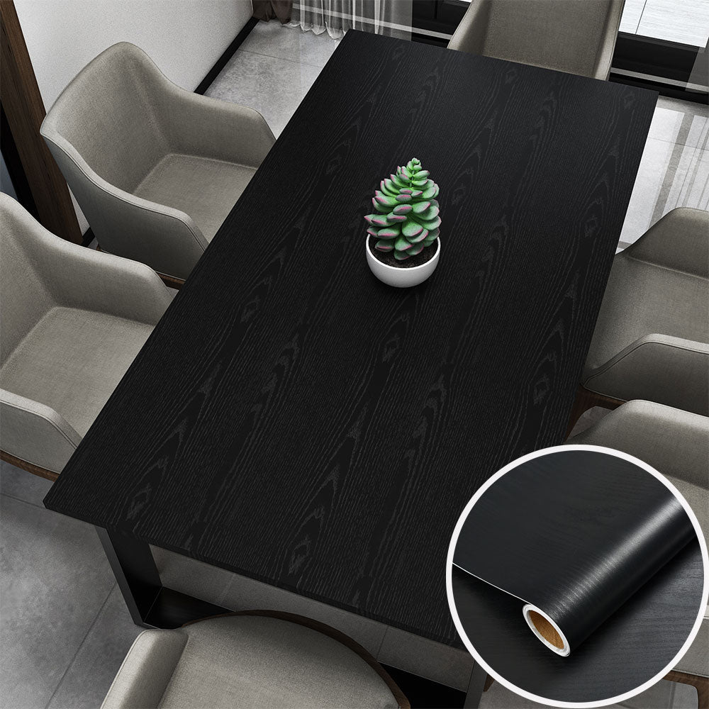 Wallpaper Black Thicken Contact Paper Wood Peel and Stick