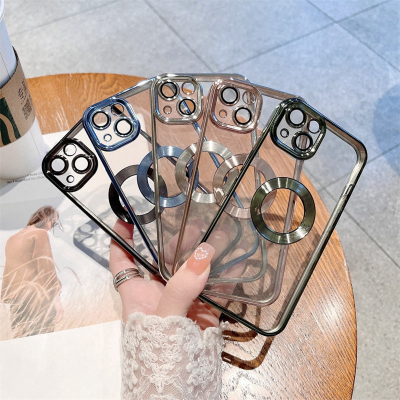 Plating Frame Clear Silicone iPhone Case