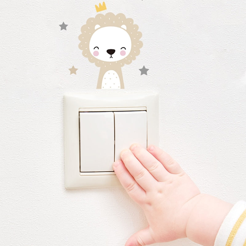 Cartoon Animals Switch Stickers for Wall Kids Room