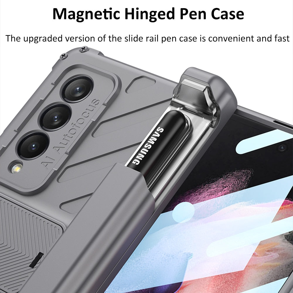 Galaxy Z Fold 3 Magnetic Hinge Slide Pen Slot Case