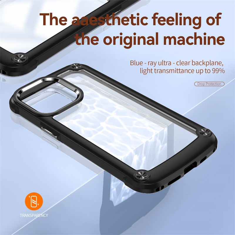 3 in 1 Armor Shockproof Clear iPhone Case