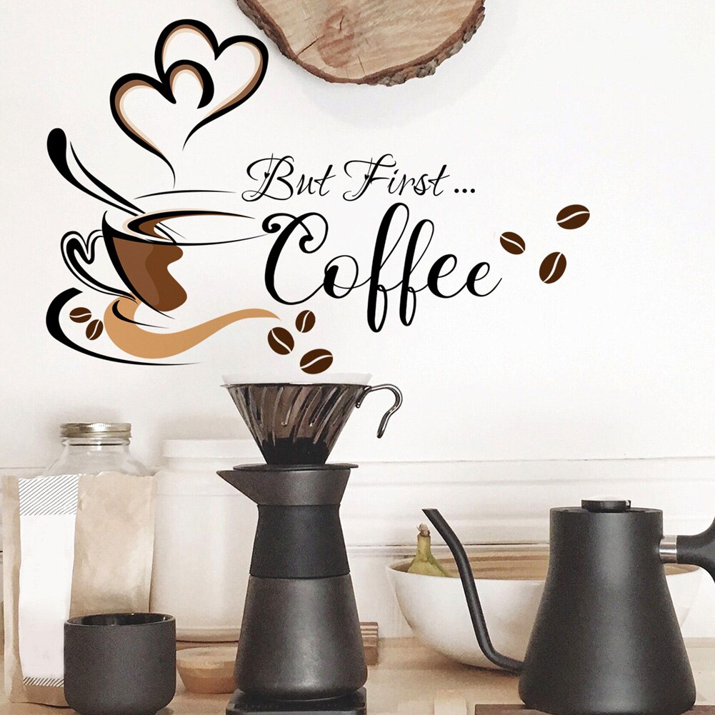 Creative Coffee Cup Pattern Wall Stickers Cafe Living Room