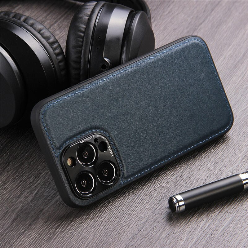 iPhone PU Leather Bumper Business Back Cover
