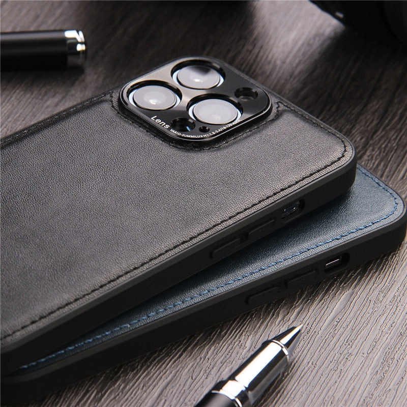 iPhone PU Leather Bumper Business Back Cover