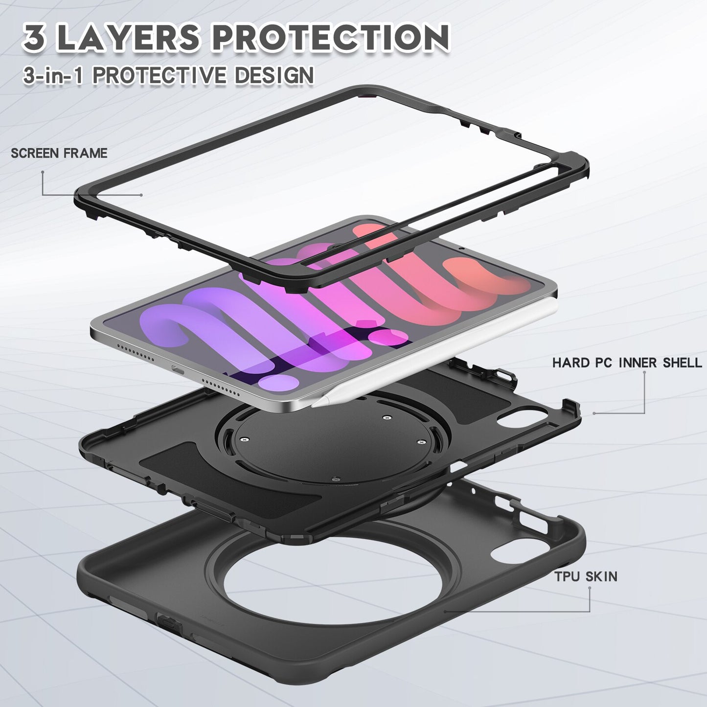 iPad Mini Cover Shockproof Tablet Case Handle Stand