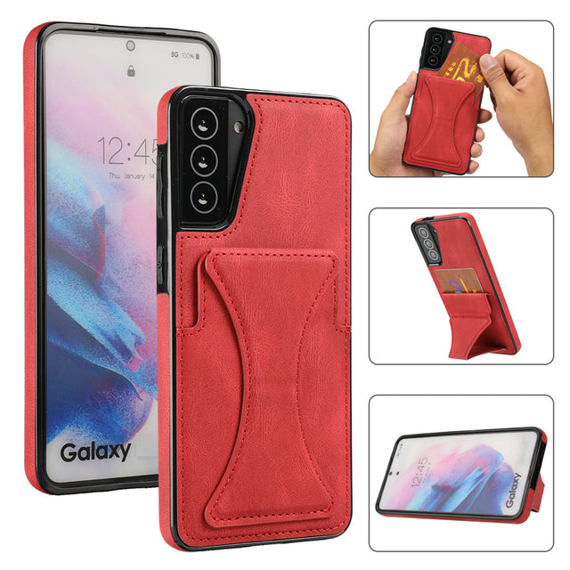 Galaxy Leather Card Slots Kickstand Cover