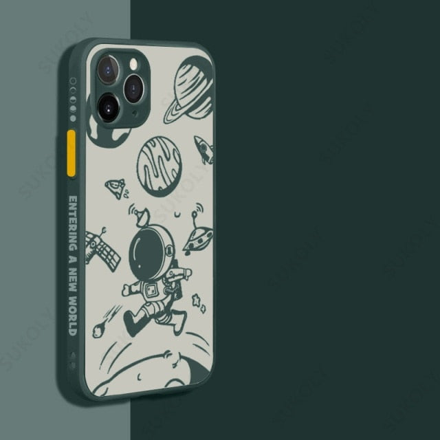 Matte Cartoon Astronaut iPhone Case