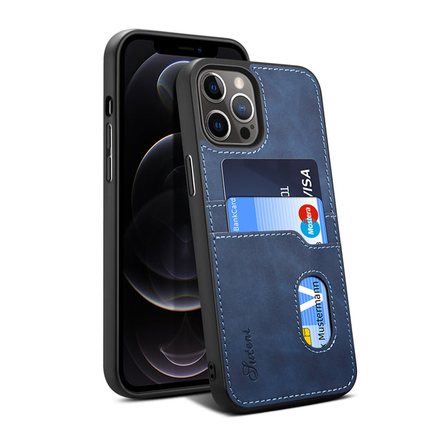 Armor Wallet Credit Card Slot Back Cover For iPhone