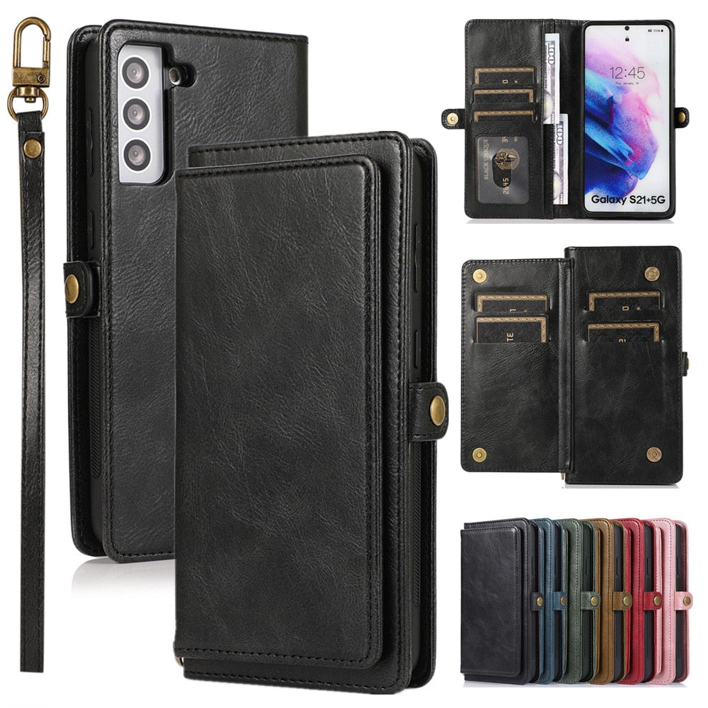 Cards Flip Wallet Luxury Leather Galaxy Cover