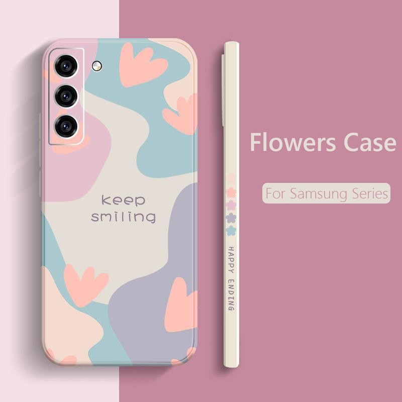 Galaxy Cover Case Square Silicone Flower