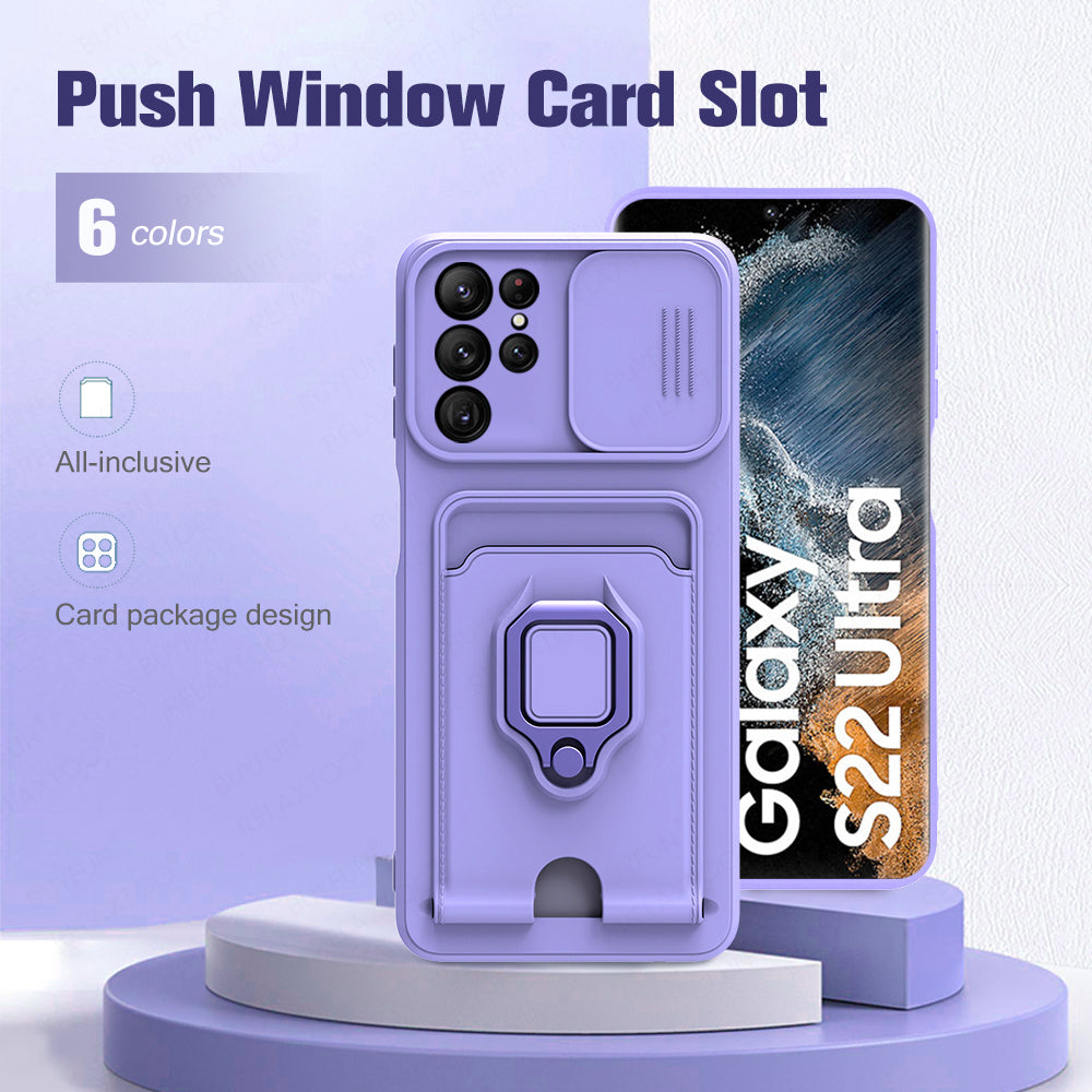 Card Slot Magnet Ring Stand Galaxy Case Cover