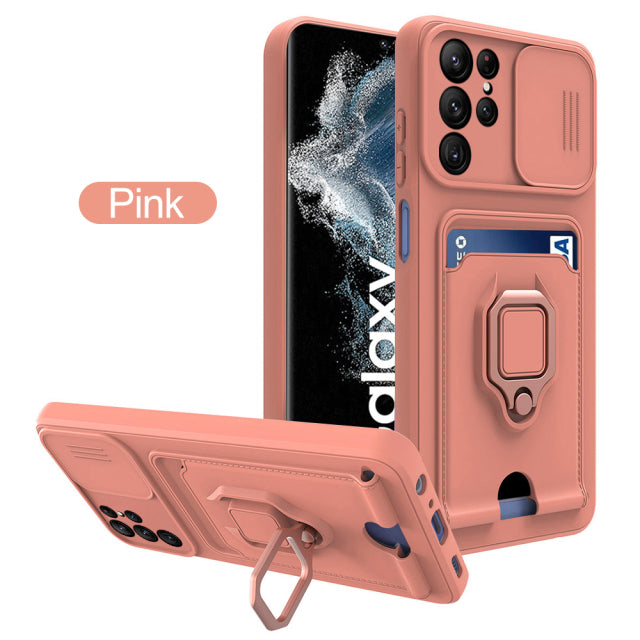 Card Slot Magnet Ring Stand Galaxy Case Cover