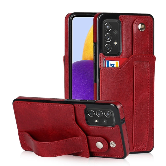 Leather Wallet Card Slot Wrist Strap Galaxy Case