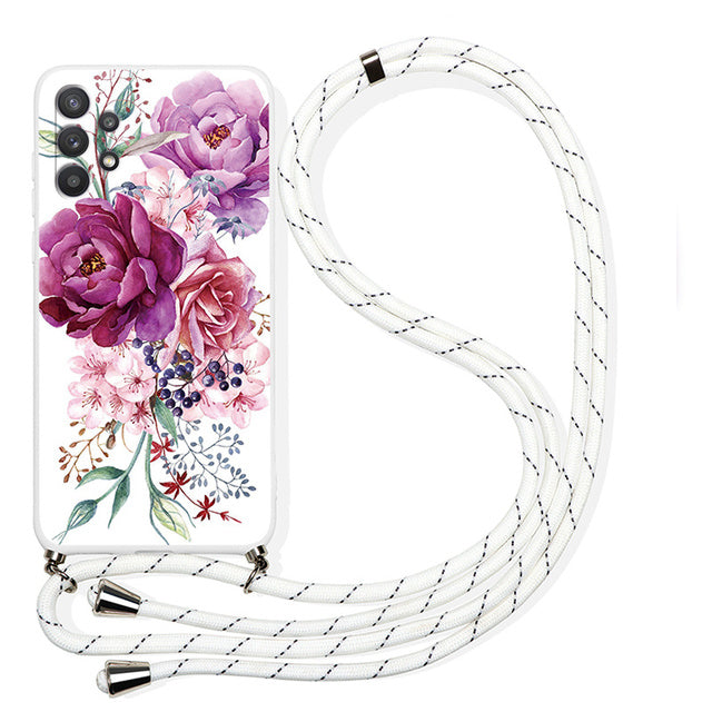 Galaxy Case Necklace Lanyard Flower Cover