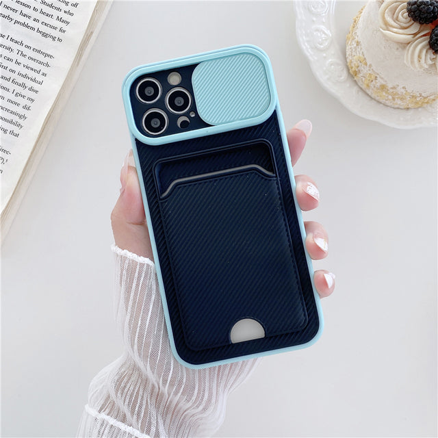 iPhone Case Slide Close Camera Protection Wallet Card