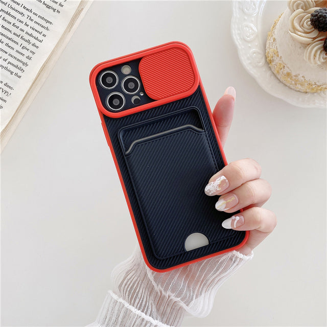 iPhone Case Slide Close Camera Protection Wallet Card